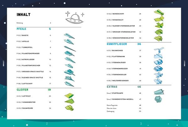 Produktbild: Weltraum-Papierflieger: Mit Faltanleitungen, pfeilschneller Startrampe, supercoolem Sonnensystem-Modell und 55 Motiv-Papieren zum Sofort-Loslegen