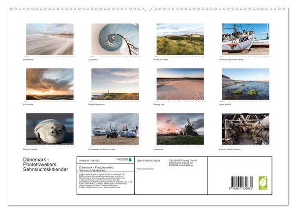 Produktbild: D&auml;nemark - Phototravellers Sehnsuchtskalender (hochwertiger Premium Wandkalender 2026 DIN A2 quer), Kunstdruck in Hochglanz