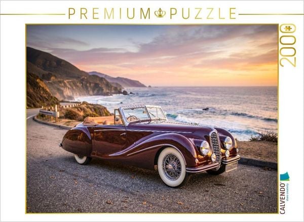 CALVENDO Puzzle Delahaye 135 M Cabriolet (Frankreich, 1950) auf dem Pacific Coast Highway in Kalifornien | 2000 Teile Lege-Größe 90 × 67 cm Foto-Puzzle für glückliche Stunden