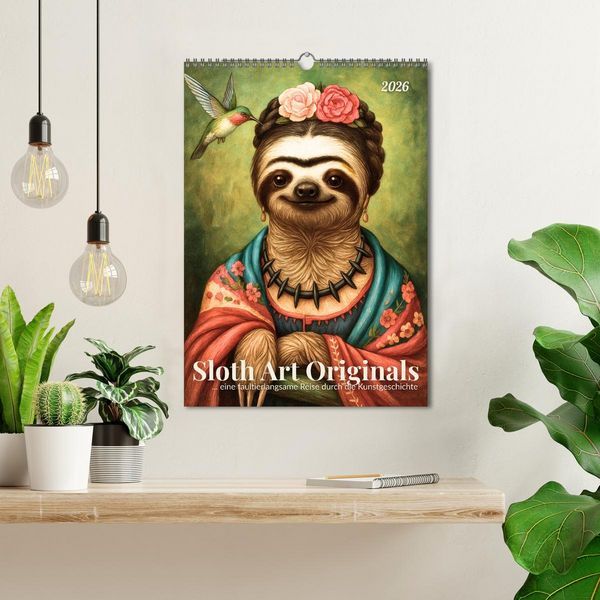 Produktbild: Sloth Art Originals ... eine faultierlangsame Reise durch die Kunstgeschichte (Wandkalender 2026 DIN A3 hoch), CALVENDO Monatskalender