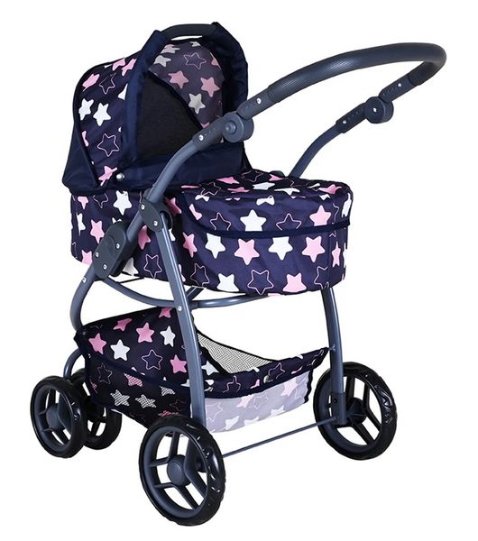 Produktbild: Knorrtoys 90743 - Kombi-Puppenwagen Coco Star Blue Pink, mit Zubeh&ouml;r, umbaubar, Schieberh&ouml;he: 45-80cm