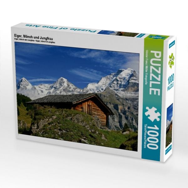 CALVENDO Puzzle Eiger, Mönch und Jungfrau | 1000 Teile Lege-Größe 64x48cm Foto-Puzzle für glückliche Stunden