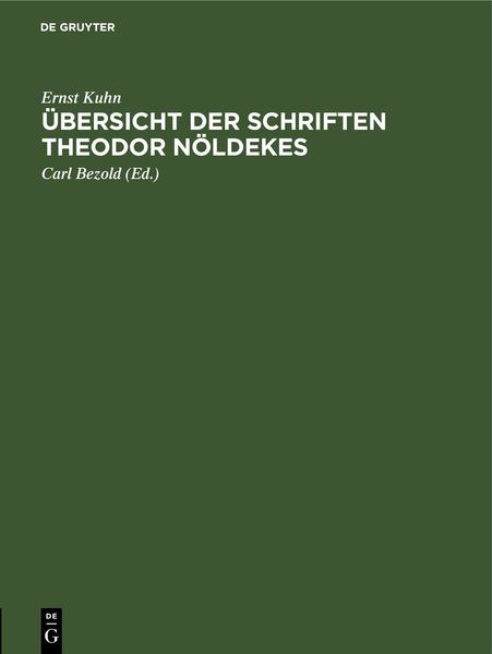 Produktbild: &Uuml;bersicht der Schriften Theodor N&ouml;ldekes