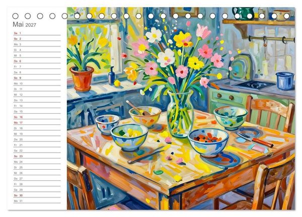 Produktbild: K&uuml;chenrausch - Ein farbstarker K&uuml;chenkalender im expressiven Stil (Tischkalender 2027 DIN A5 quer), CALVENDO Monatskalender