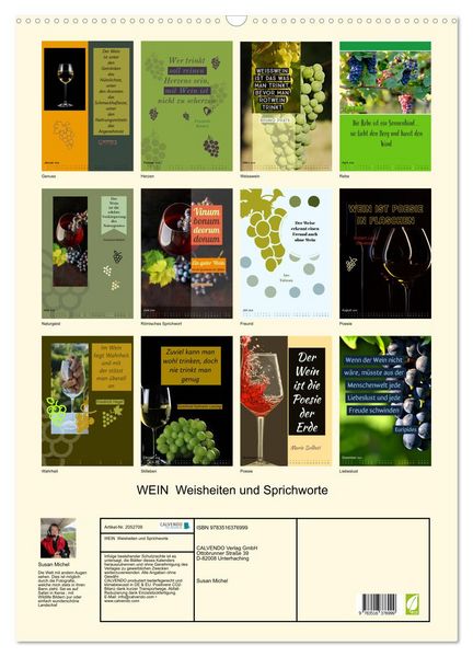 Produktbild: WEIN Weisheiten und Sprichworte (Wandkalender 2026 DIN A2 hoch), CALVENDO Monatskalender