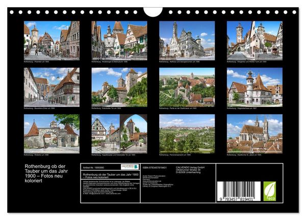 Produktbild: Rothenburg ob der Tauber um das Jahr 1900 &ndash; Fotos neu koloriert (Wandkalender 2026 DIN A4 quer), CALVENDO Monatskalender