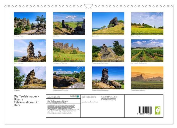 Produktbild: Die Teufelsmauer - Bizarre Felsformationen im Harz (Wandkalender 2027 DIN A3 quer), CALVENDO Monatskalender
