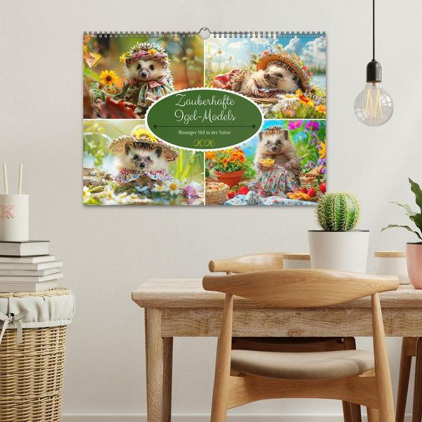 Produktbild: Zauberhafte Igel-Models. Blumiger Stil in der Natur (Wandkalender 2026 DIN A3 quer), CALVENDO Monatskalender