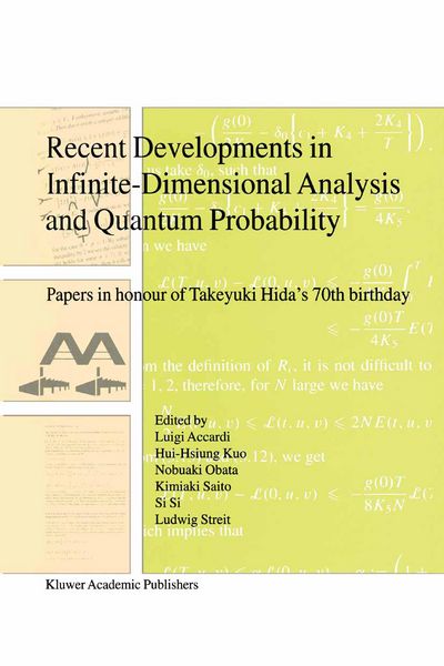 Produktbild: Recent Developments in Infinite-Dimensional Analysis and Quantum Probability