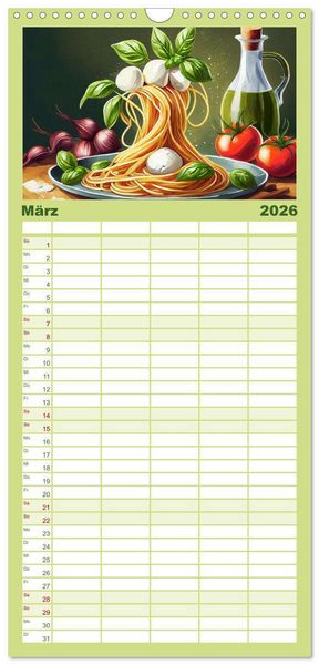 Produktbild: Familienplaner 2026 - Nudel Varianten mit 5 Spalten (Wandkalender, 21 x 45 cm) CALVENDO