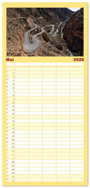 Produktbild: Familienplaner 2026 - Marokko, ein lebendiges Mosaik voller Farben. mit 5 Spalten (Wandkalender, 21 x 45 cm) CALVENDO