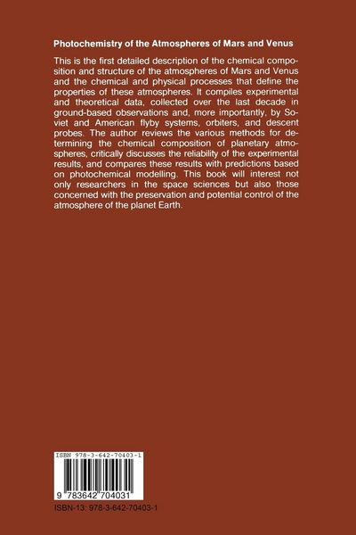 Produktbild: Photochemistry of the Atmospheres of Mars and Venus