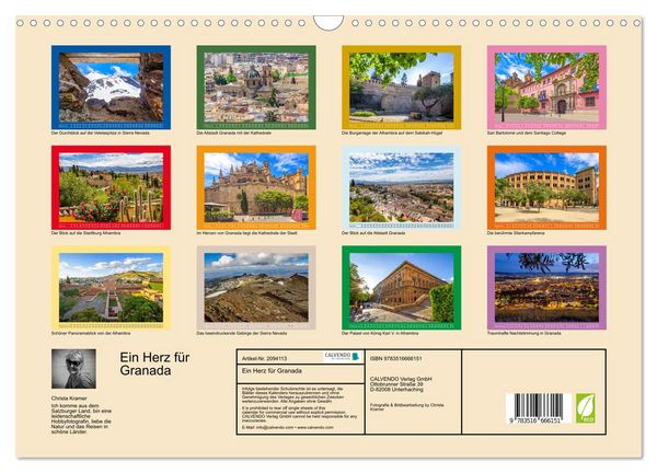 Produktbild: Ein Herz f&uuml;r Granada (Wandkalender 2026 DIN A3 quer), CALVENDO Monatskalender