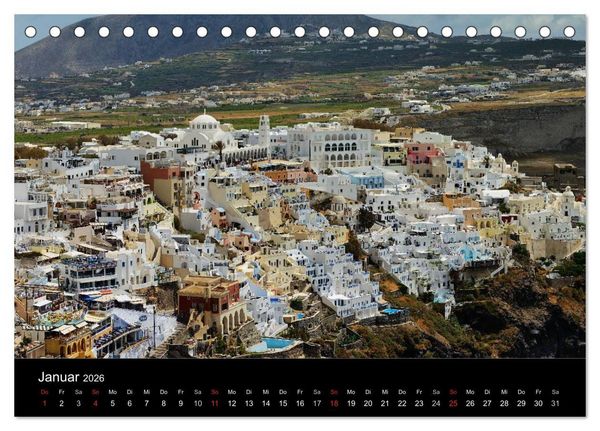 Produktbild: Santorini &ndash; Leben auf dem Vulkan (Tischkalender 2026 DIN A5 quer), CALVENDO Monatskalender