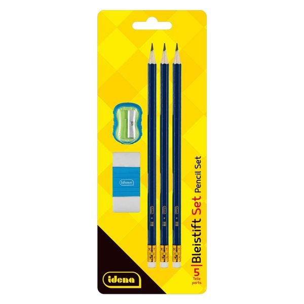 Produktbild: Idena Bleistift Set 5 Teile mit Anspitzer und Radierer