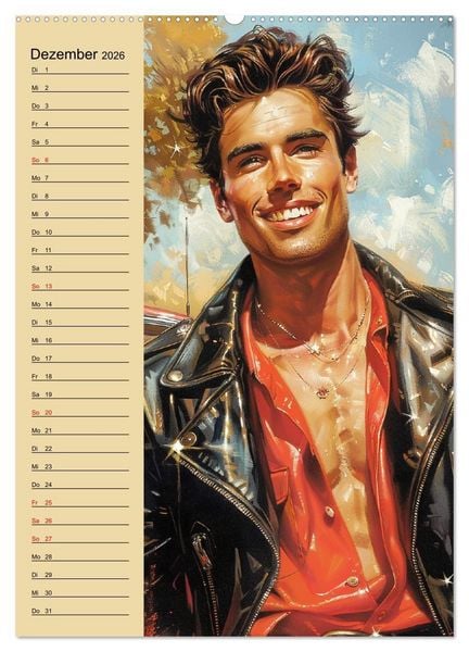 Produktbild: Verwegene Jungs. Pin-up-M&auml;nner im Stil der 50er Jahre (hochwertiger Premium Wandkalender 2026 DIN A2 hoch), Kunstdruck in Hochglanz