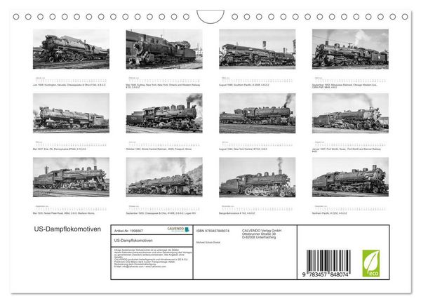 Produktbild: US-Dampflokomotiven (Wandkalender 2026 DIN A4 quer), CALVENDO Monatskalender