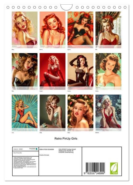 Produktbild: Retro PinUp Girls (Wandkalender 2026 DIN A4 hoch), CALVENDO Monatskalender