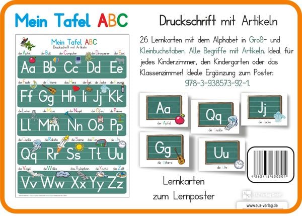 Produktbild: Mein Tafel ABC in Druckschrift mit Artikeln
