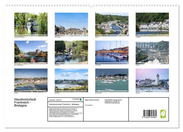 Produktbild: Hausbooturlaub Frankreich - Bretagne (hochwertiger Premium Wandkalender 2027 DIN A2 quer), Kunstdruck in Hochglanz
