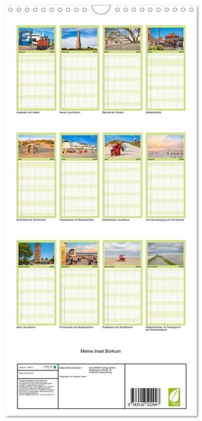 Produktbild: Familienplaner 2026 - Meine Insel Borkum mit 5 Spalten (Wandkalender, 21 x 45 cm) CALVENDO