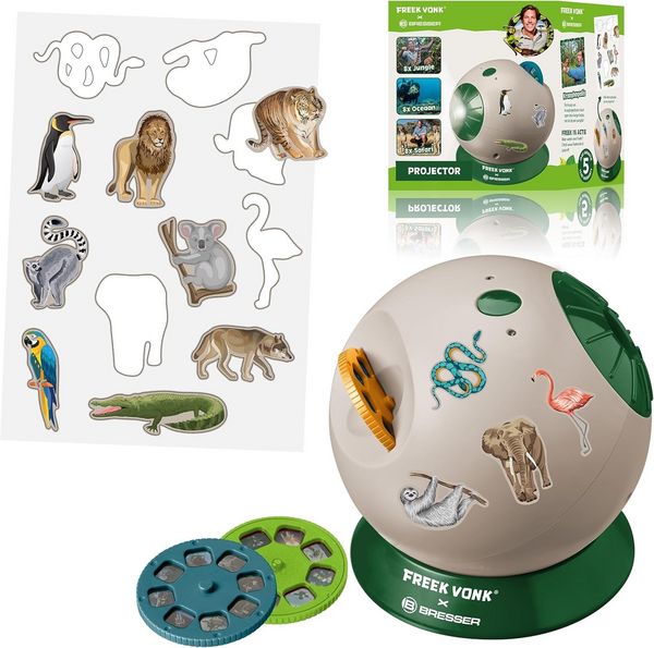 Produktbild: Bresser 10866 - FREEK VONK x BRESSER Kinder-Projektor mit 24 Abenteuermotiven und Tierstickern
