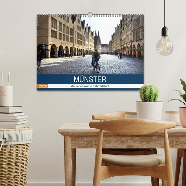Produktbild: M&uuml;nster - die liebenswerte Fahrradstadt (Wandkalender 2026 DIN A3 quer), CALVENDO Monatskalender