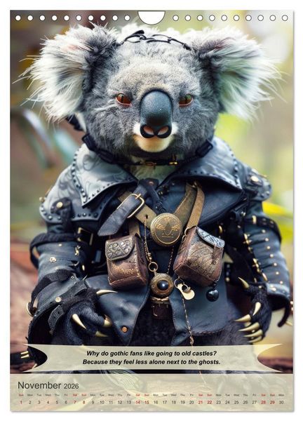 Produktbild: Funny animals in gothic style (Wall Calendar 2026 DIN A4 portrait), CALVENDO 12 Month Wall Calendar