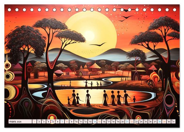 Produktbild: Sc&egrave;nes de vie africaine (Calendrier de bureau 2026 DIN A5 vertical), CALVENDO calendrier mensuel
