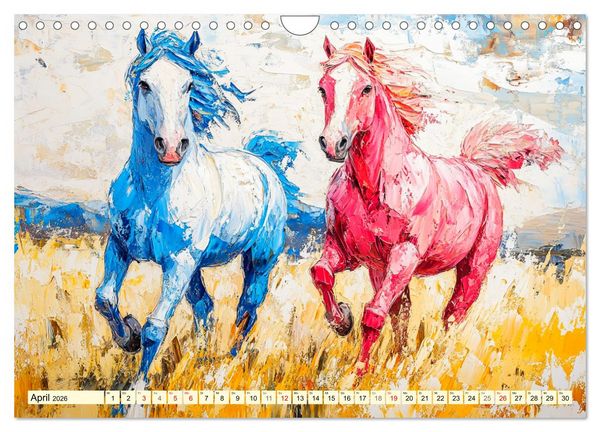 Produktbild: Die Eleganz der Pferde. Poesie im &Ouml;lgem&auml;lde-Stil (Wandkalender 2026 DIN A4 quer), CALVENDO Monatskalender