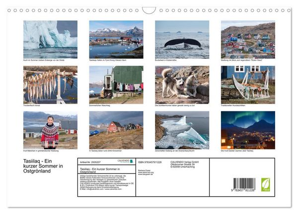 Produktbild: Tasiilaq - Ein kurzer Sommer in Ostgr&ouml;nland (Wandkalender 2026 DIN A3 quer), CALVENDO Monatskalender