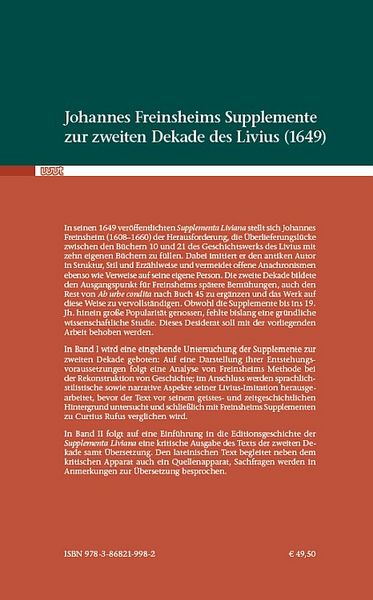 Produktbild: Johannes Freinsheims Supplemente zur zweiten Dekade des Livius (1649). Untersuchung, Kritische Edition, &Uuml;bersetzung.