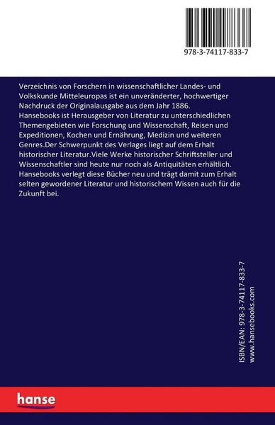 Produktbild: Verzeichnis von Forschern in wissenschaftlicher Landes- und Volkskunde Mitteleuropas