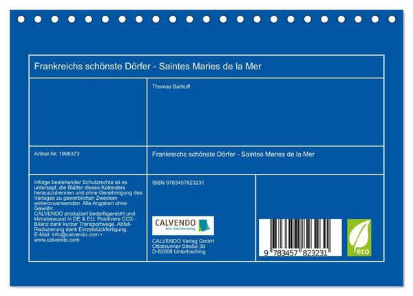 Produktbild: Frankreichs sch&ouml;nste D&ouml;rfer - Saintes Maries de la Mer (Tischkalender 2026 DIN A5 quer), CALVENDO Monatskalender