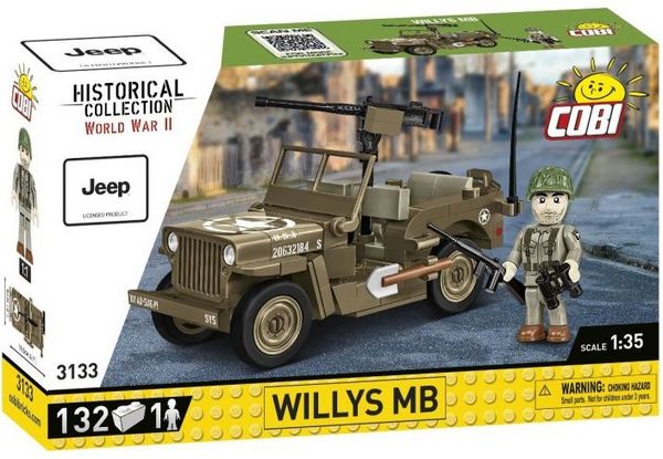 Produktbild: COBI Historical Collection 3133 - Willys MB, Jeep, WWII, Ma&szlig;stab 1:35, Bausatz, 132 Teile, 1 Figur