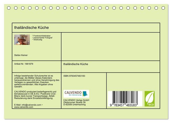 Produktbild: thail&auml;ndische K&uuml;che (Tischkalender 2026 DIN A5 quer), CALVENDO Monatskalender