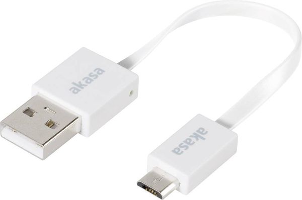 Akasa USB-Kabel USB 2.0 USB-A Stecker, USB-Micro-B Stecker 0.15 m Weiß hochflexibel, vergoldete Steckkontakte, UL-zertif