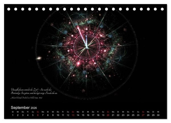 Produktbild: Zeit 2026 - Grafiken und Zitate (Tischkalender 2026 DIN A5 quer), CALVENDO Monatskalender