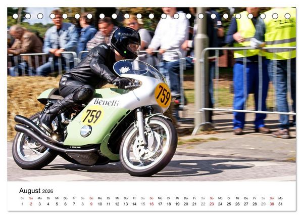 Produktbild: Faszination Oldtimer Motorrad - Momentaufnahmen von Hamburger Stadtparkrennen (Tischkalender 2026 DIN A5 quer), CALVENDO Monatskalender