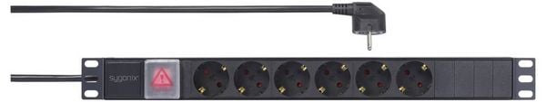 Produktbild: Sygonix SY-6736978 Steckdosenleiste 19 Zoll 6fach Schwarz Schutzkontakt 1St.