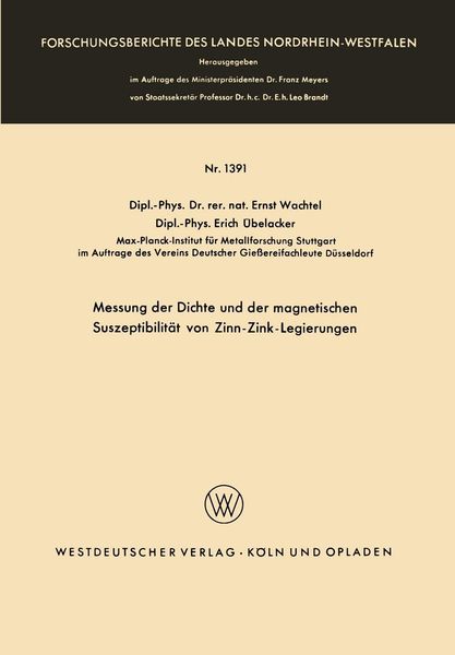 Produktbild: Messung der Dichte und der magnetischen Suszeptibilit&auml;t von Zinn-Zink-Legierungen