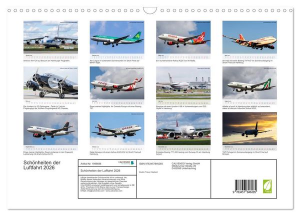 Produktbild: Sch&ouml;nheiten der Luftfahrt 2026 (Wandkalender 2026 DIN A3 quer), CALVENDO Monatskalender