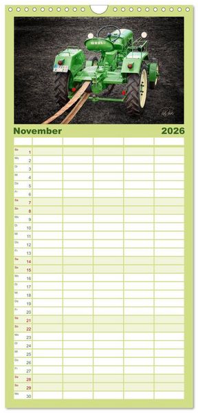 Produktbild: Familienplaner 2026 - Trecker - Oldtimer mit 5 Spalten (Wandkalender, 21 x 45 cm) CALVENDO