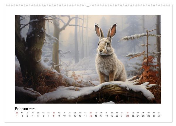 Produktbild: Hasenliebe (hochwertiger Premium Wandkalender 2026 DIN A2 quer), Kunstdruck in Hochglanz