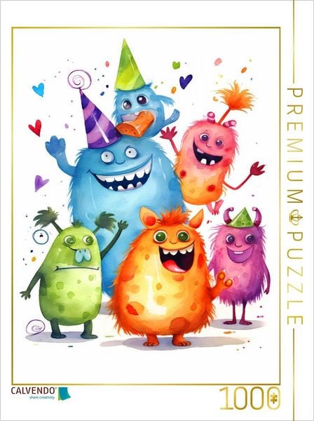 CALVENDO Puzzle Partymonster zum Neujahr | 1000 Teile Lege-Größe 64x48cm Foto-Puzzle für glückliche Stunden