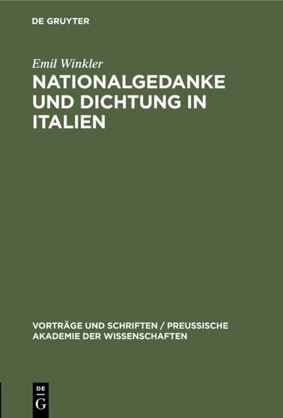 Produktbild: Nationalgedanke und Dichtung in Italien
