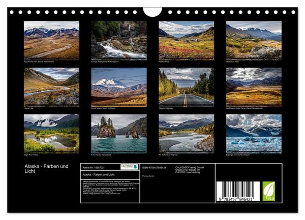 Produktbild: Alaska - Farben und Licht (Wandkalender 2026 DIN A4 quer), CALVENDO Monatskalender