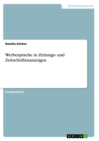 Produktbild: Werbesprache in Zeitungs- und Zeitschriftenanzeigen