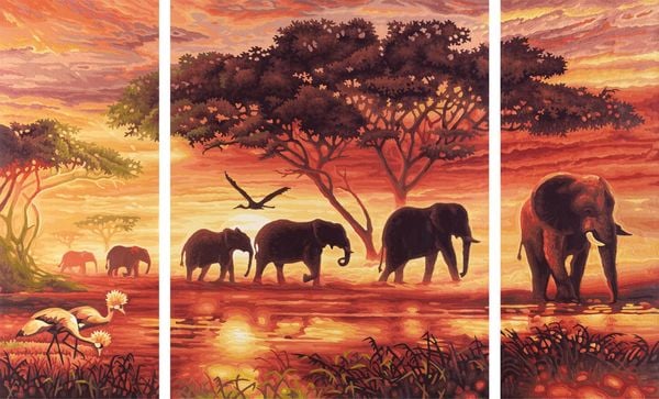 Produktbild: Schipper Malen nach Zahlen: Elefanten Karawane, 50 x 80 cm