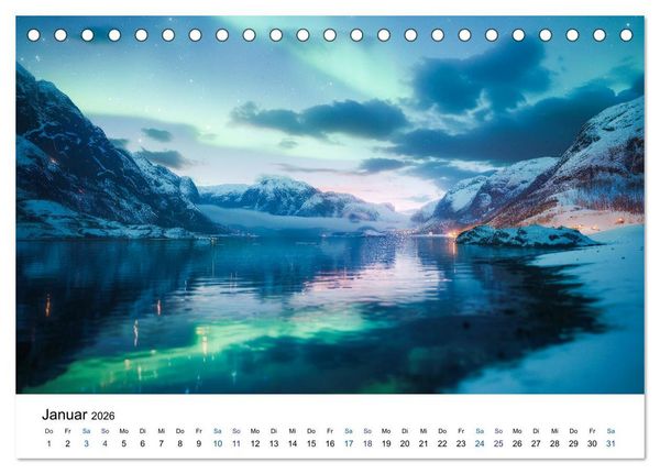 Produktbild: Aurora Borealis - Der Zauber der Nordlichter (Tischkalender 2026 DIN A5 quer), CALVENDO Monatskalender